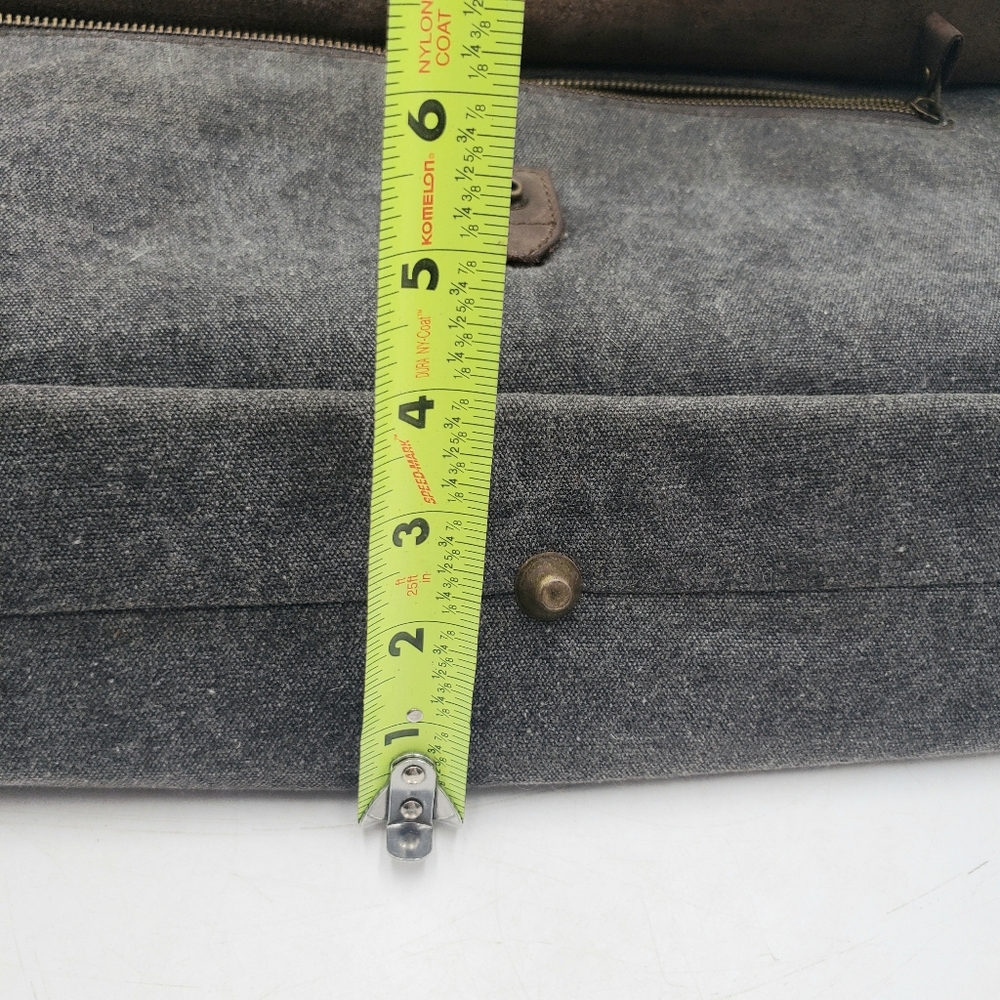 Cosset Calf Leather Canvas Messenger Bag Mens Womens Brown Grey Unisex Studded - Picture 15 of 16